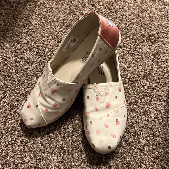 Toms Pale Blush Metallic Party Dots Womens size 7.5 - Picture 3 of 6